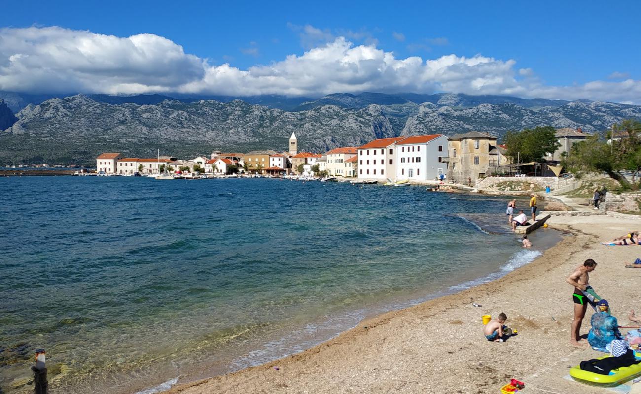 Фото Vinjerac beach с белая чистая галька поверхностью