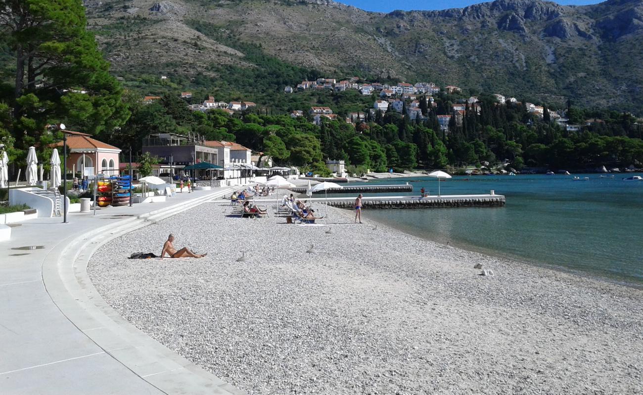 Фото Srebreno beach с светлая галька поверхностью