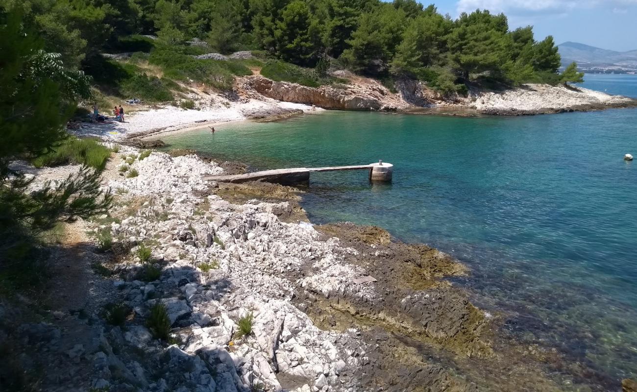 Фото Slatine beach с светлая галька поверхностью