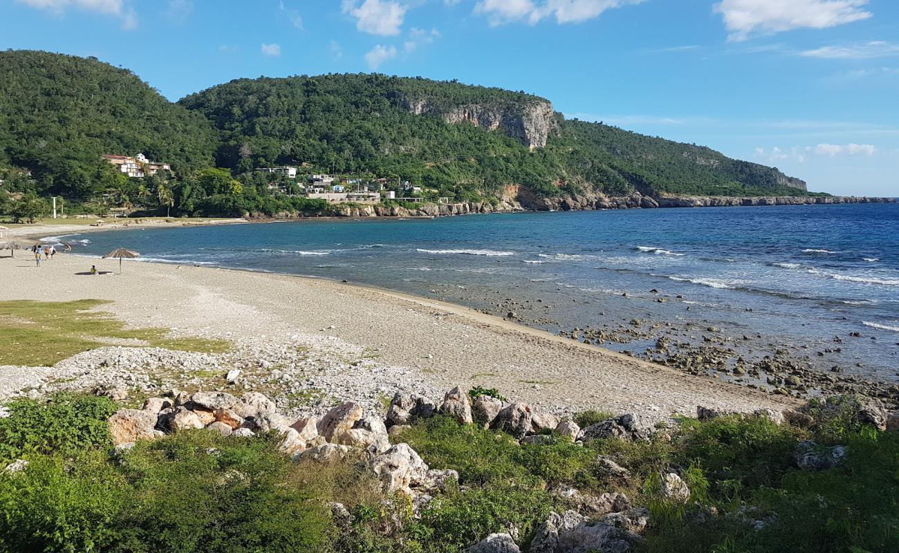 Фото Playa de Siboney с светлая галька поверхностью