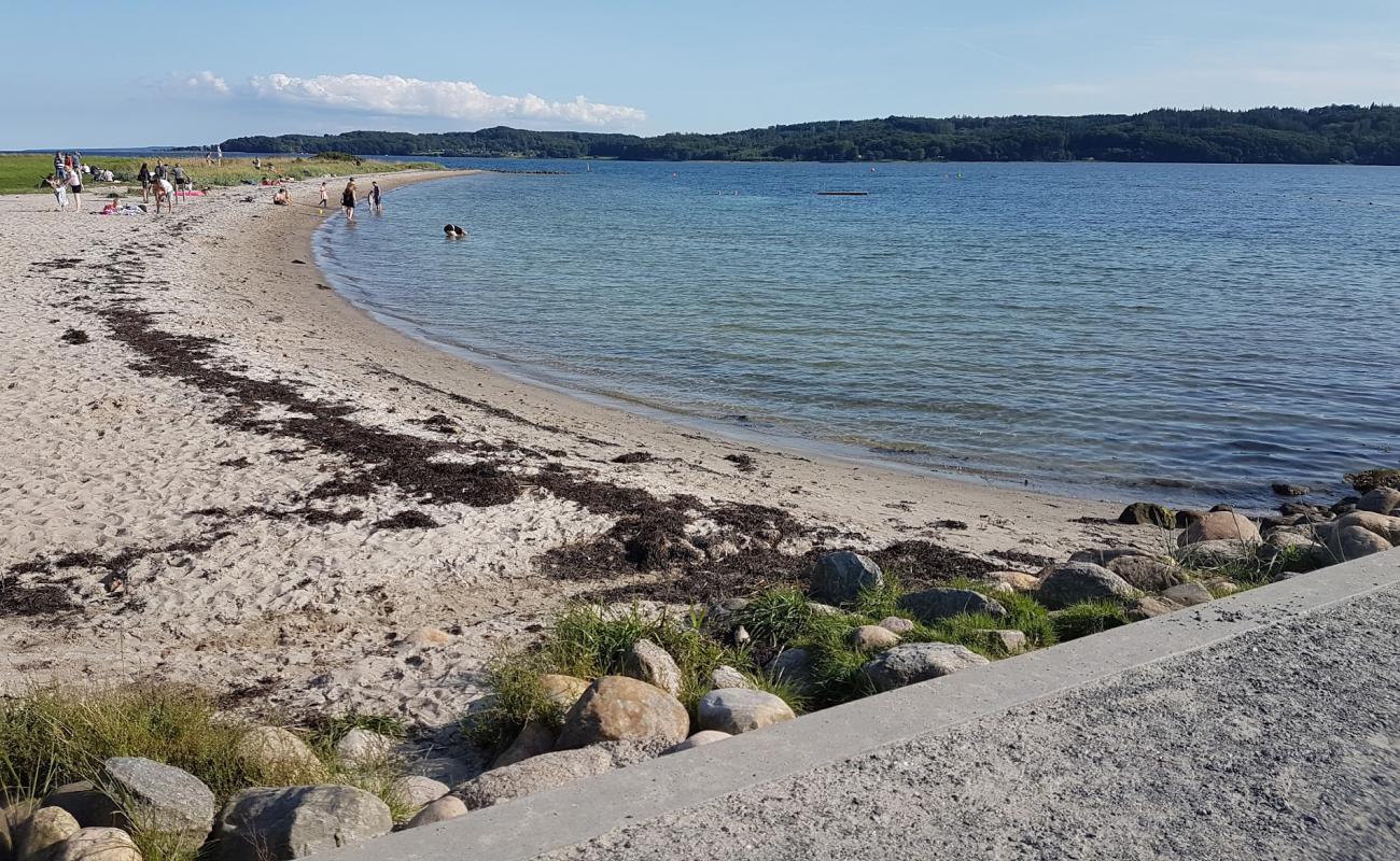 Фото Tirsbak Beach с песок с галькой поверхностью