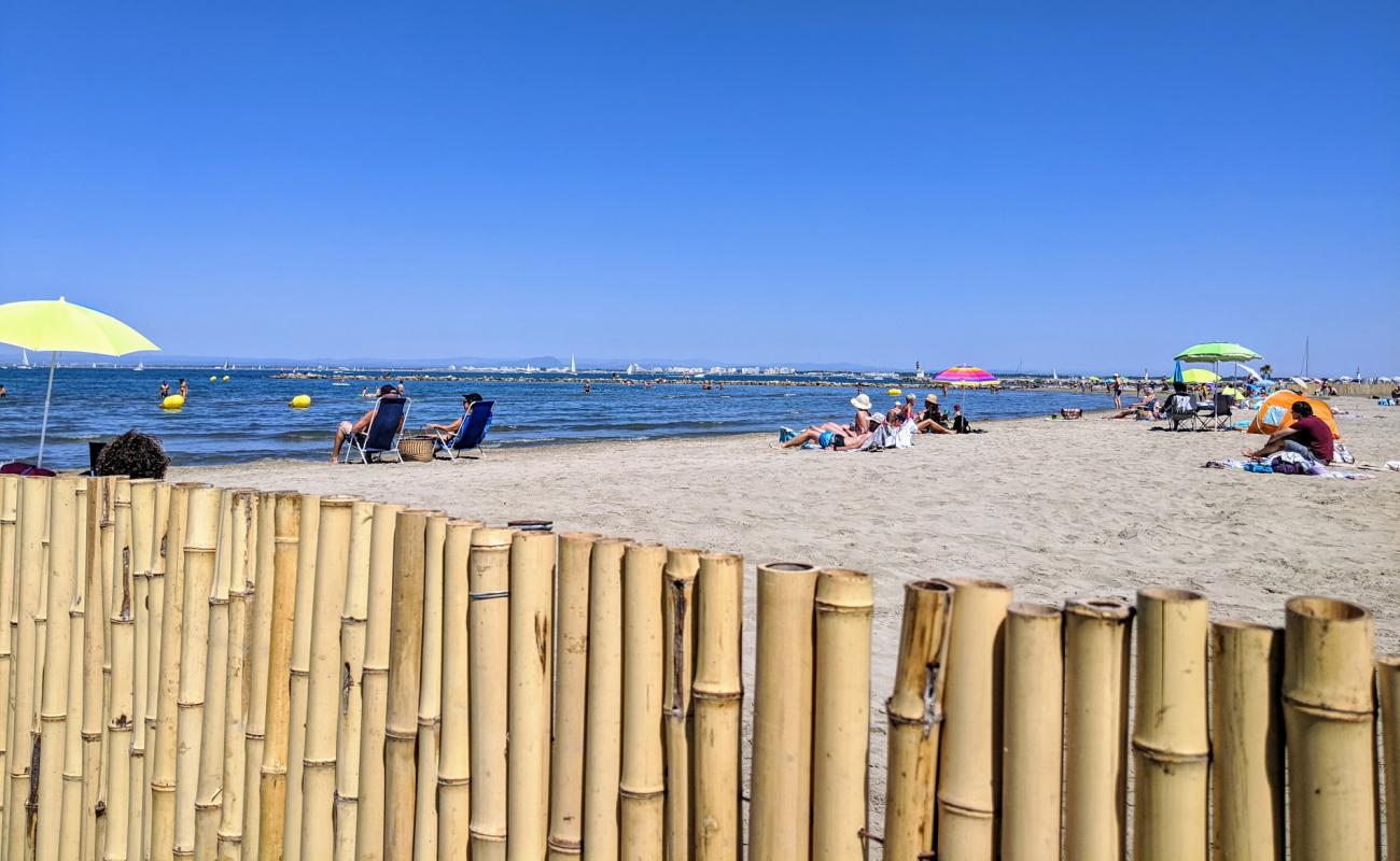 Фото Port Camargue beach с золотистый песок поверхностью