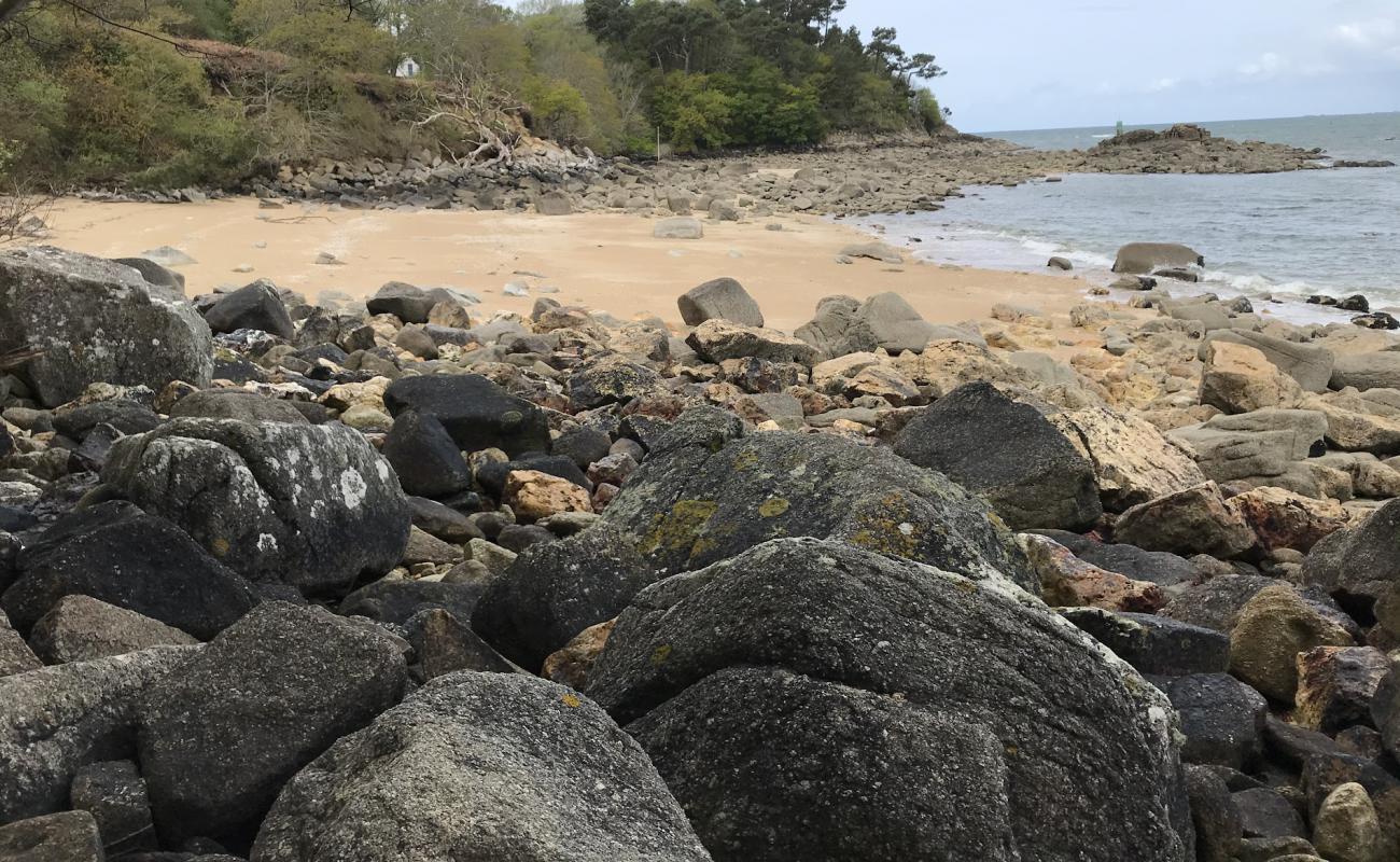 Фото Plage enclavee с песок с камнями поверхностью