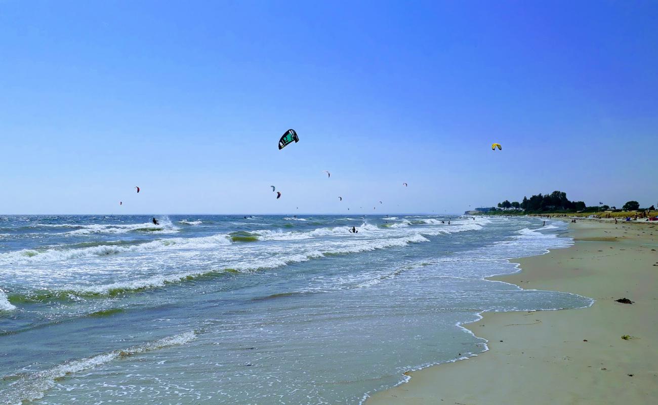 Фото Skovmose strand с светлый песок поверхностью