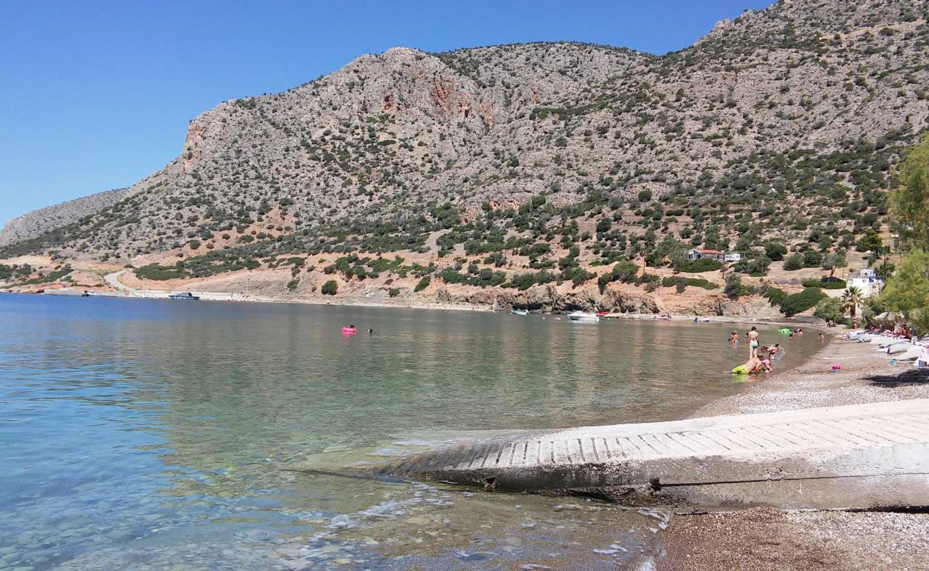 Фото Agios Nikolaos beach с белая чистая галька поверхностью