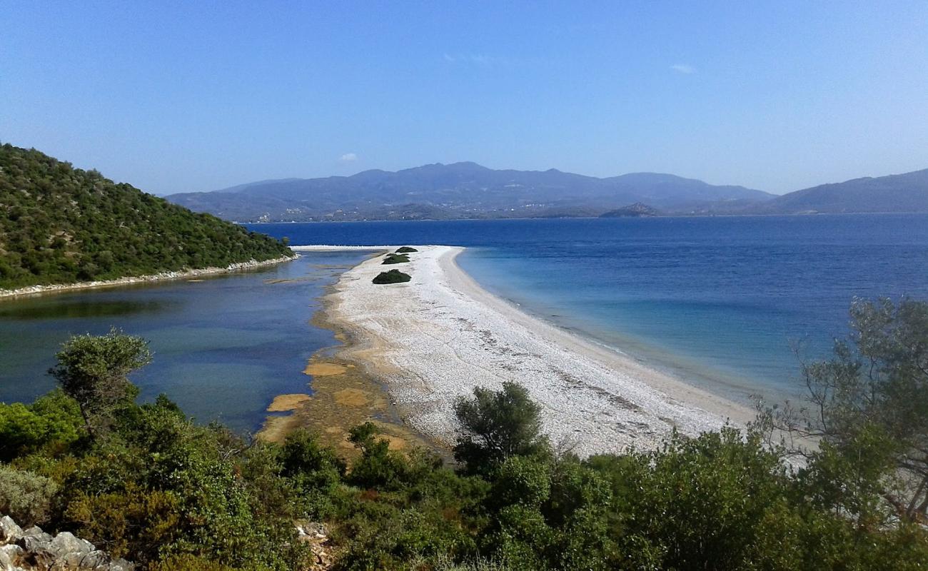 Фото Ag. Sostis beach с белая чистая галька поверхностью