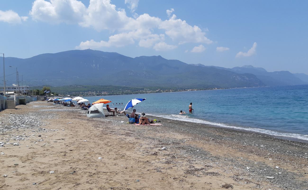 Фото Alepochori beach с песок с галькой поверхностью