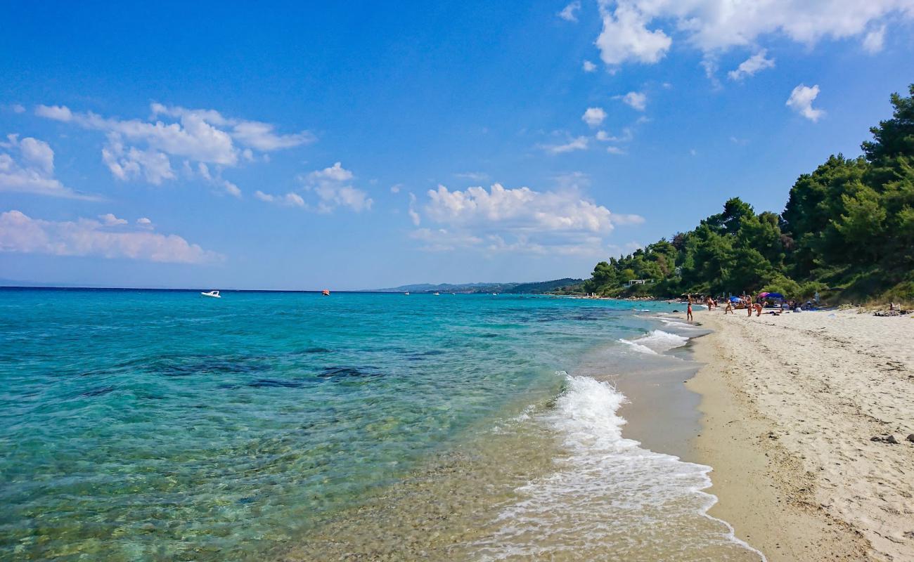 Фото Kryopigi beach с светлый песок поверхностью