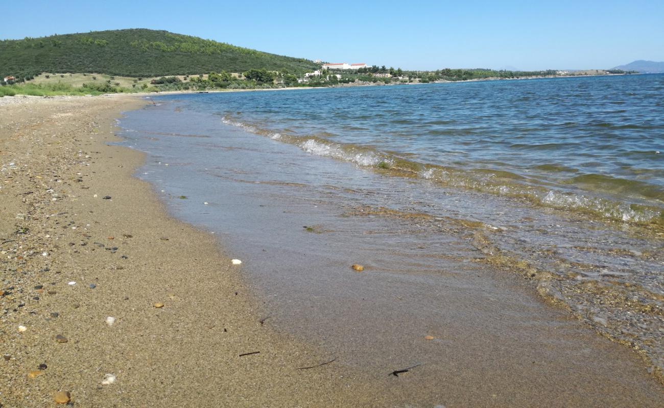 Фото Vatopedi beach с светлый песок поверхностью