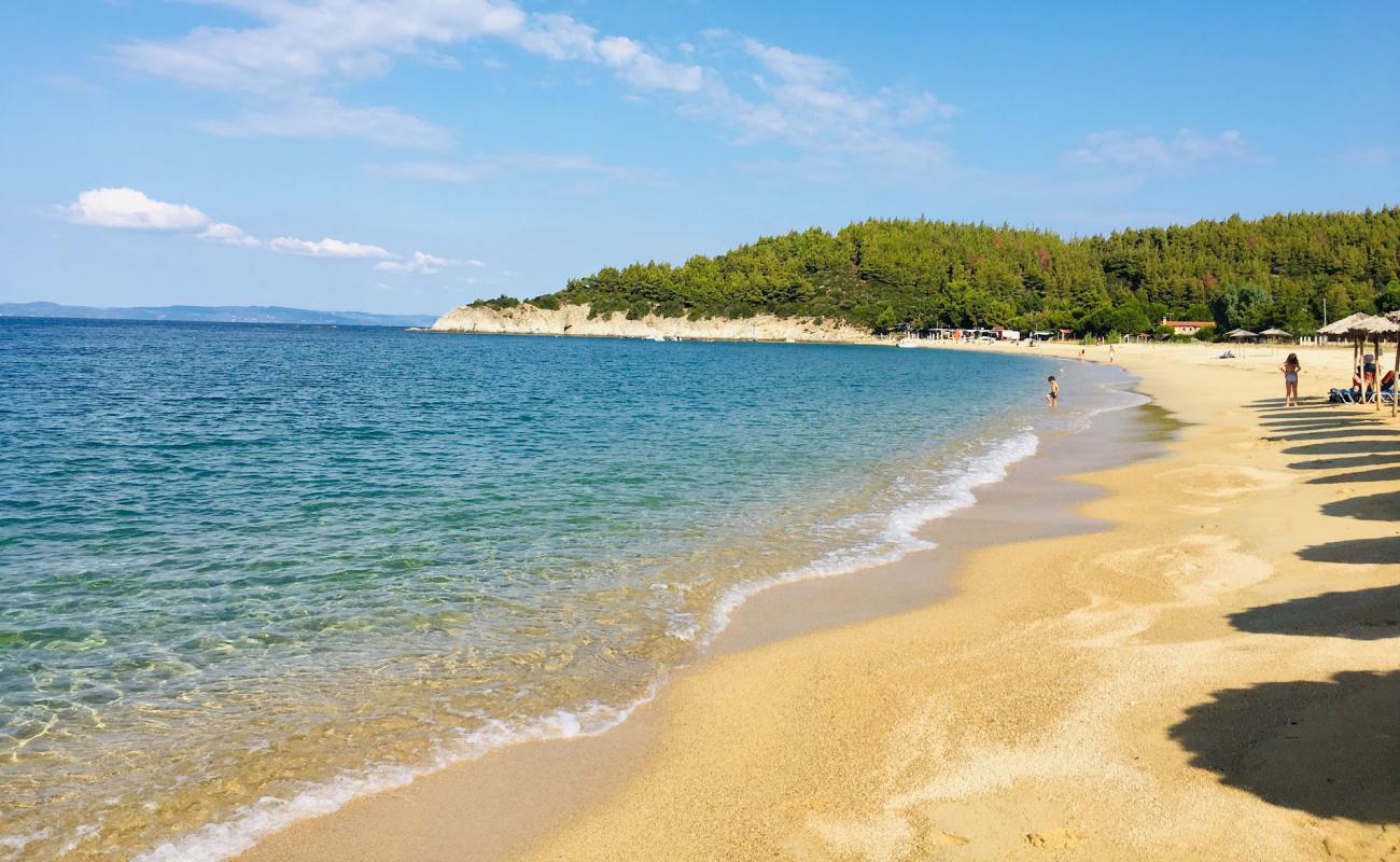 Фото Destenika beach с золотистый песок поверхностью