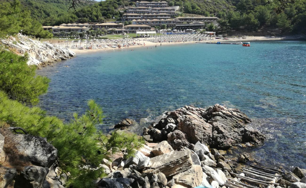 Фото Thassos's beach с светлый песок поверхностью