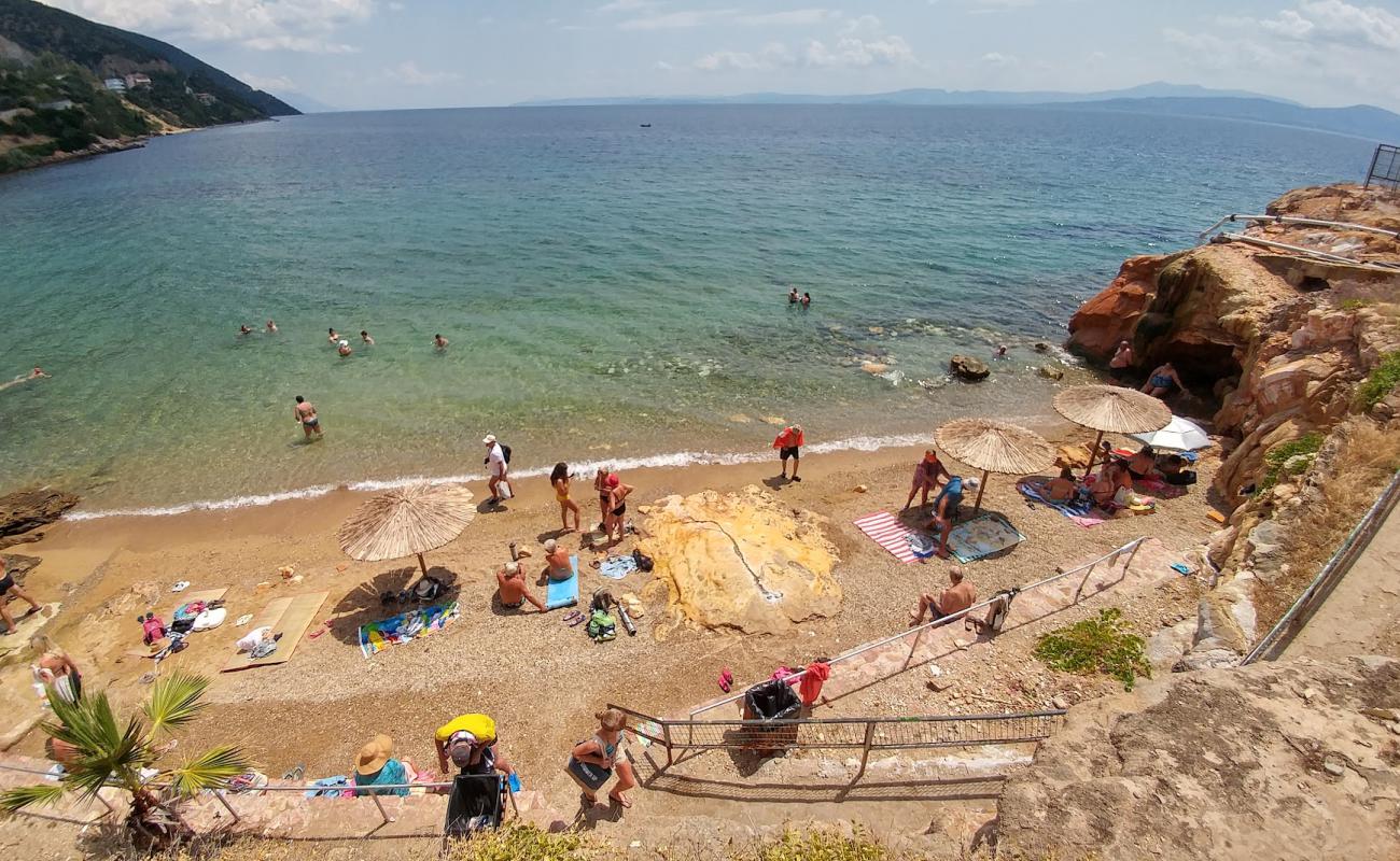 Фото Loutra Edipsou beach с темный песок поверхностью