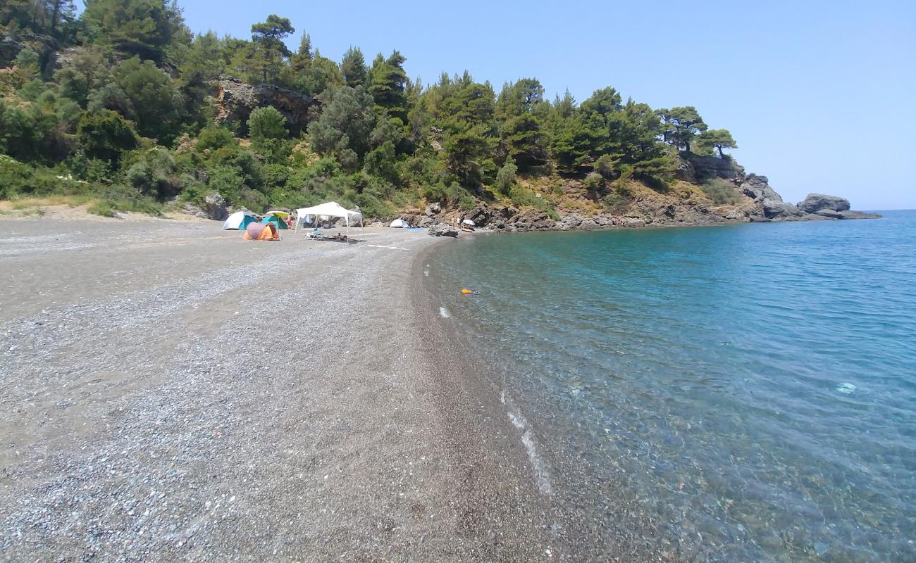 Фото Makrigialos beach с серая чистая галька поверхностью