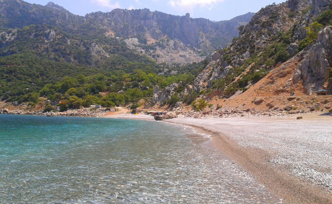 Фото Tsilaros beach с серая чистая галька поверхностью