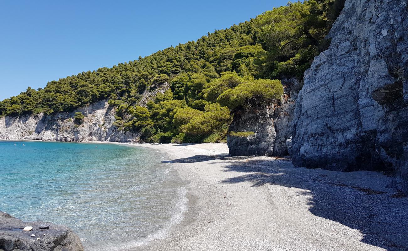 Фото Skopelos beach с серая чистая галька поверхностью