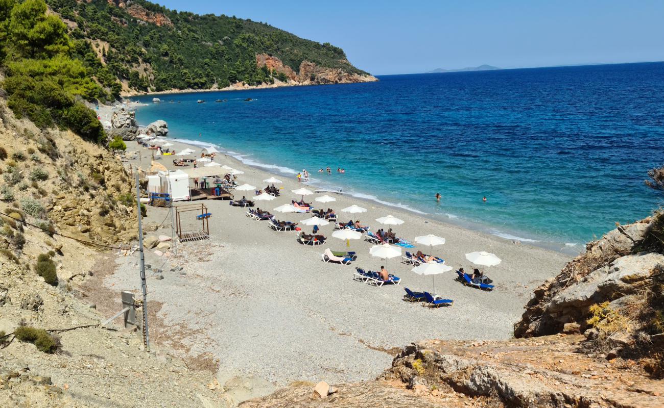 Фото Velanio beach с серая чистая галька поверхностью