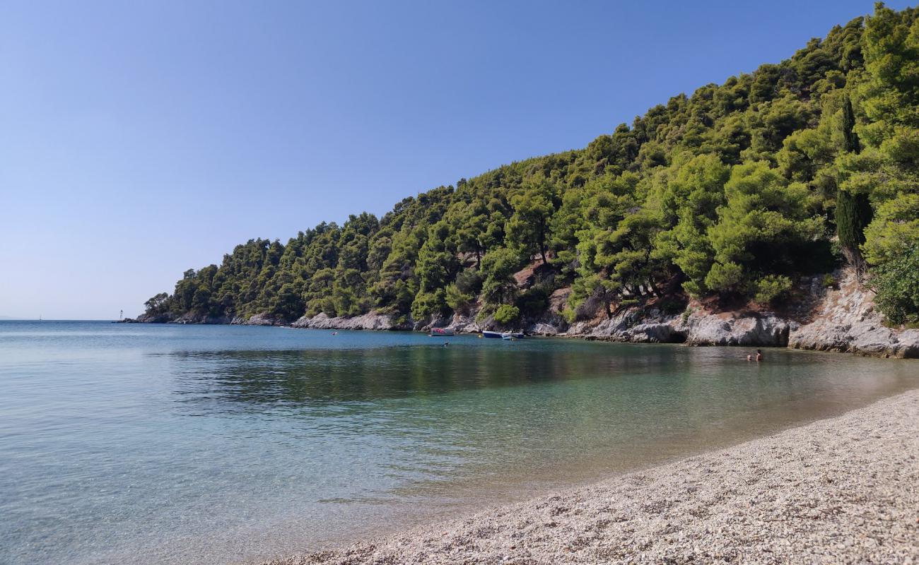 Фото Agnontas beach с серая чистая галька поверхностью