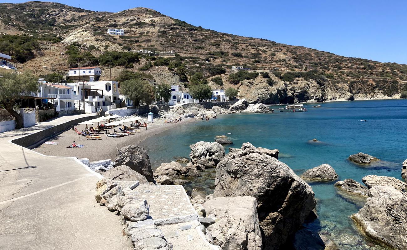 Фото Agios Nikolaos beach с песок с галькой поверхностью