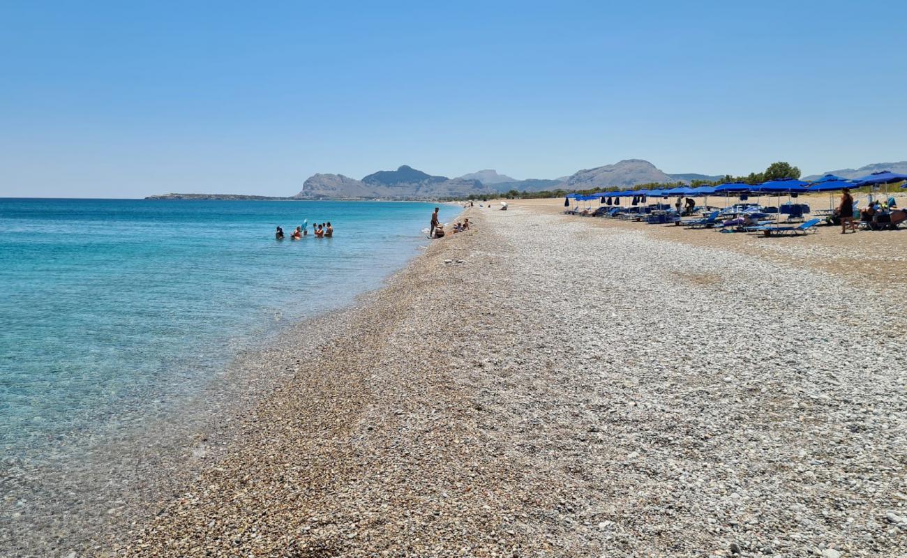 Фото Afandou Beach с белая чистая галька поверхностью