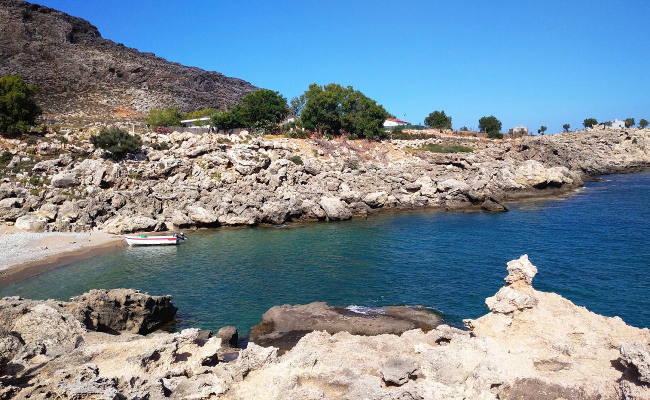 Фото Agia Triada beach с светлая галька поверхностью