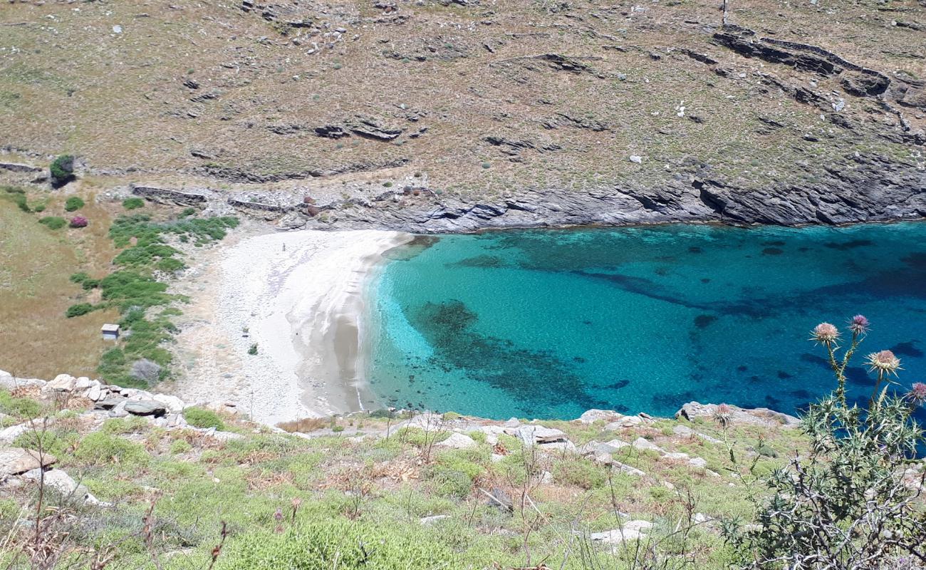 Фото Paralia Tilegrafos с песок с галькой поверхностью