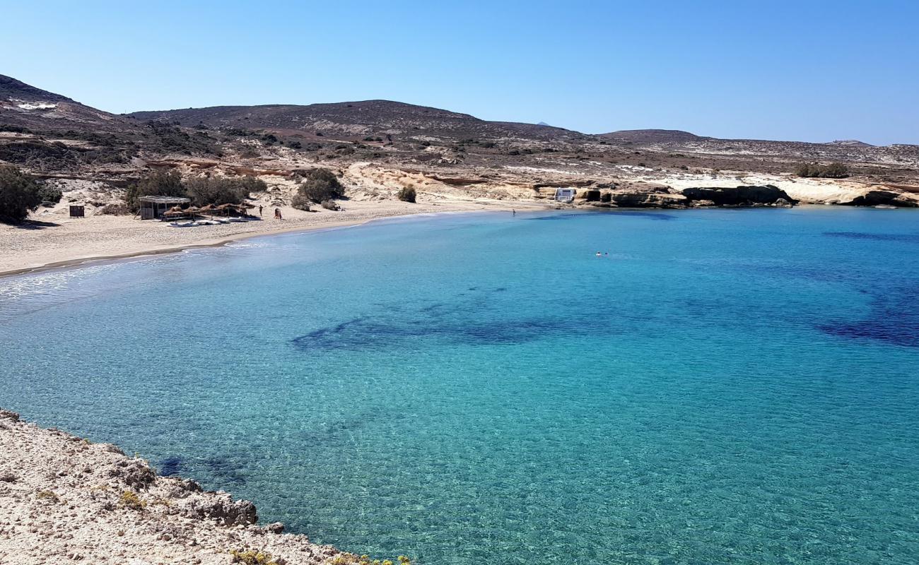 Фото Mytakas beach с светлый песок поверхностью