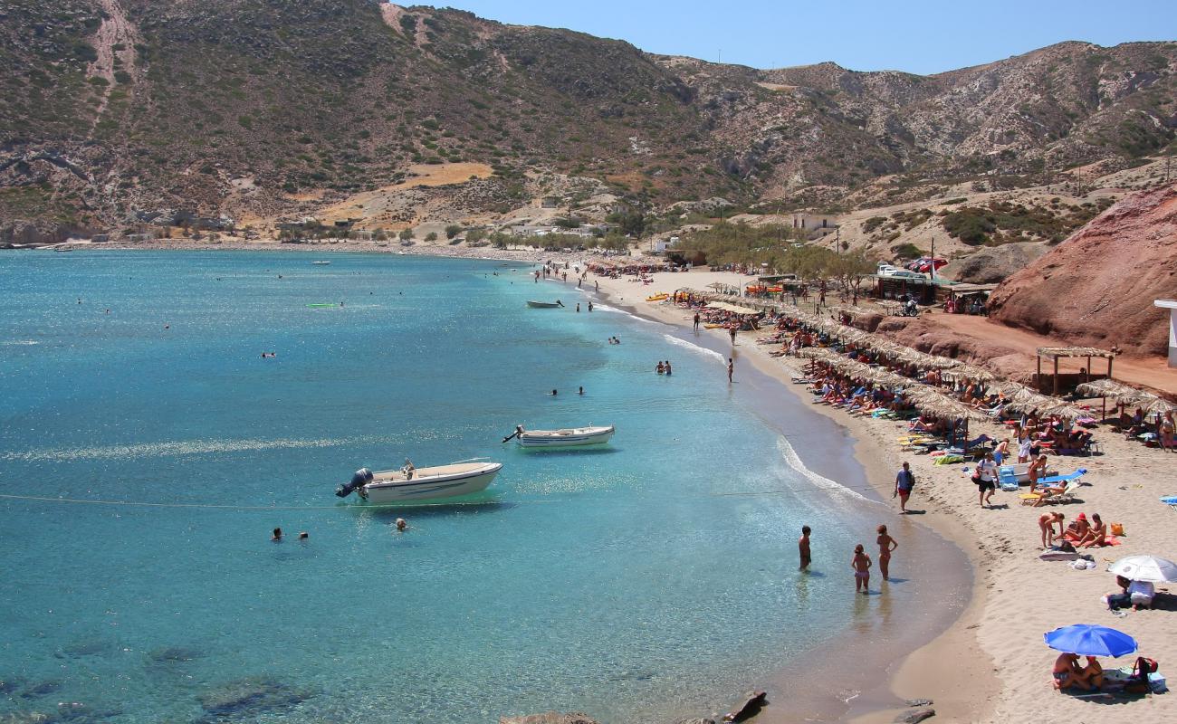 Фото Agia Kiriaki beach с песок с галькой поверхностью