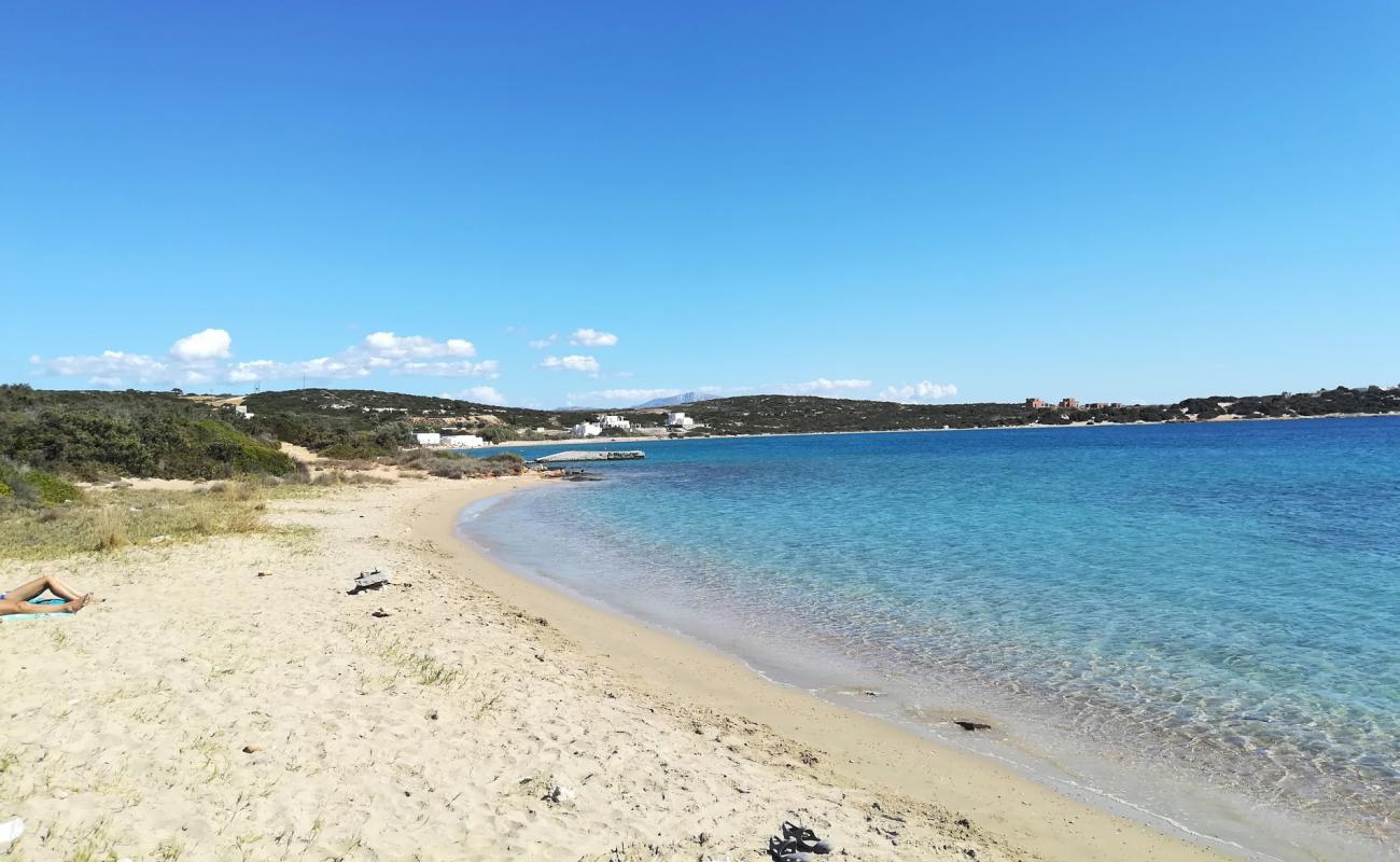 Фото Dionisos beach с золотистый песок поверхностью