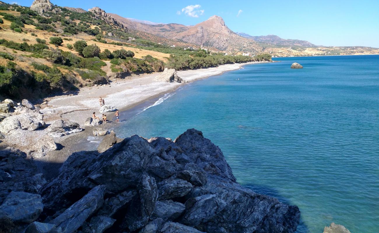 Фото Skouros beach с песок с галькой поверхностью