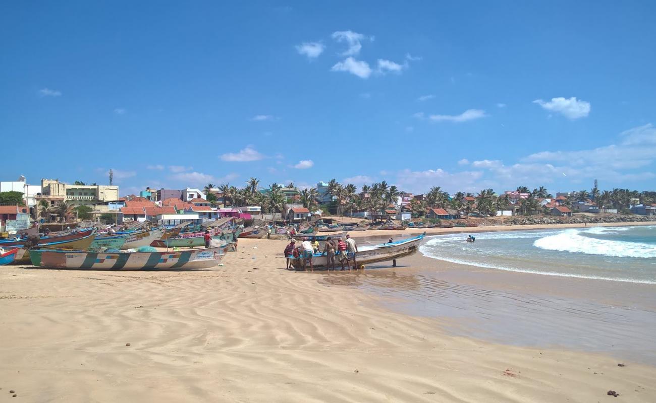 Фото Kanyakumari Beach с золотистый песок поверхностью