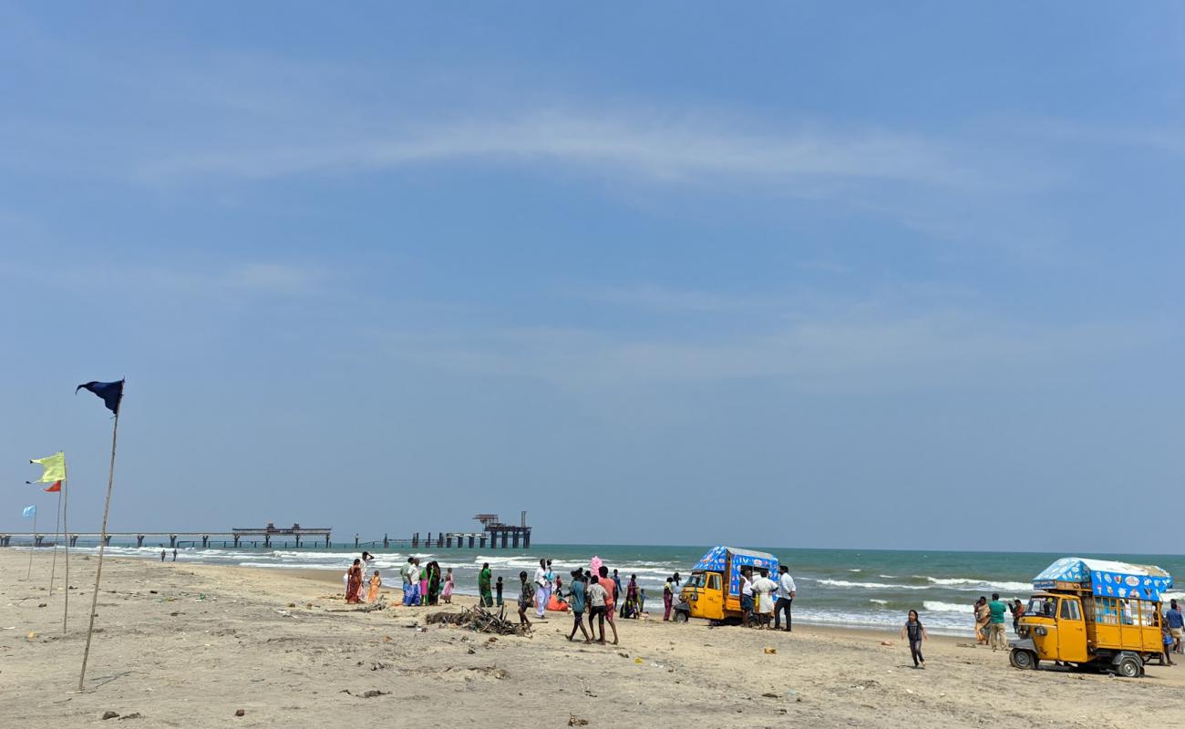 Фото C.Puthupettai Beach с светлый песок поверхностью