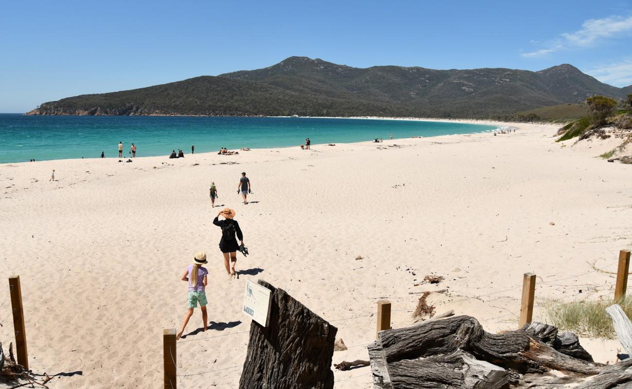 Фото Wineglass Bay Beach с светлый песок поверхностью