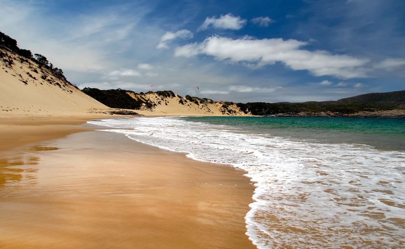 Фото Crescent Bay Beach с золотистый песок поверхностью