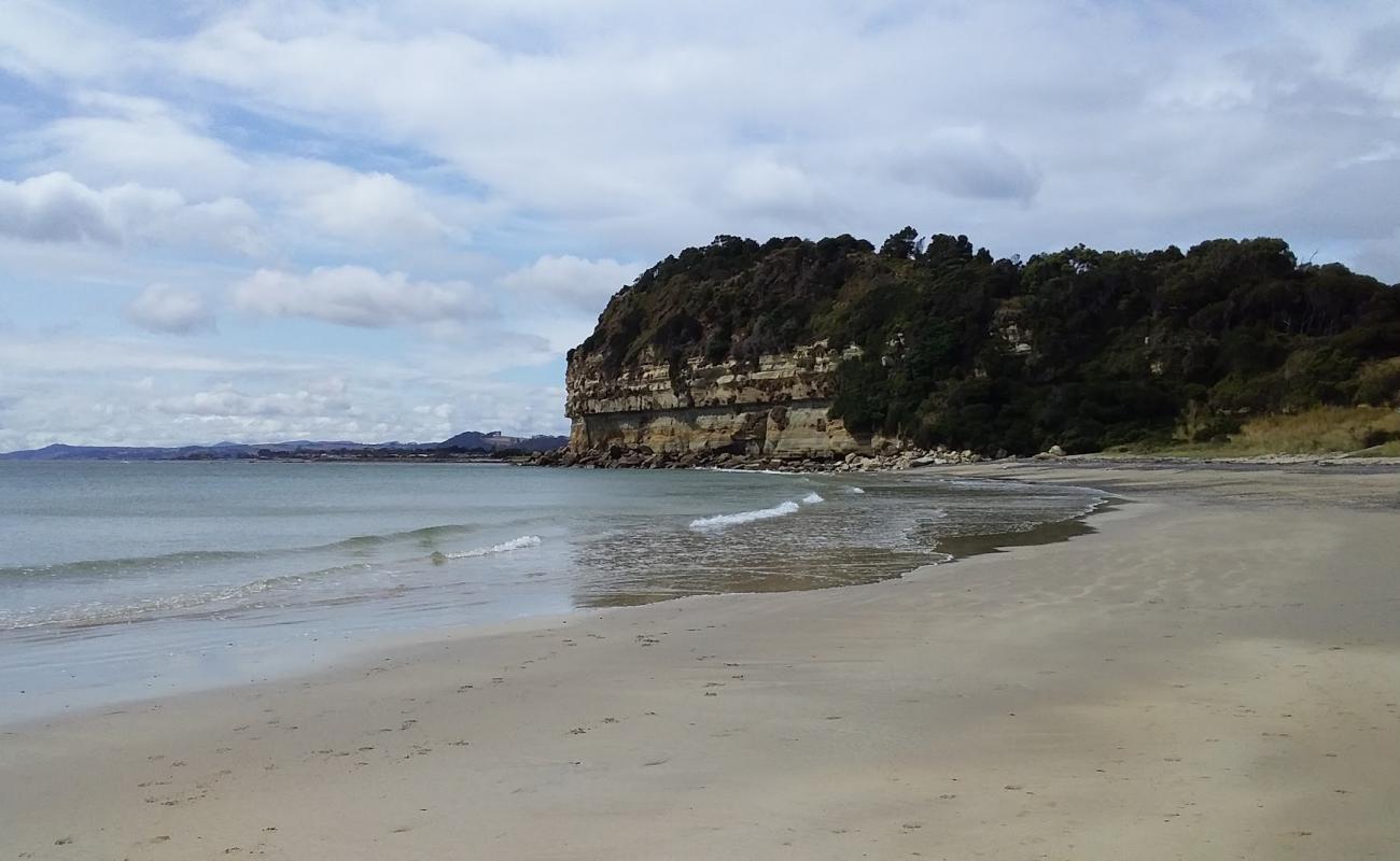 Фото Fossil Bluff Beach с песок с камнями поверхностью