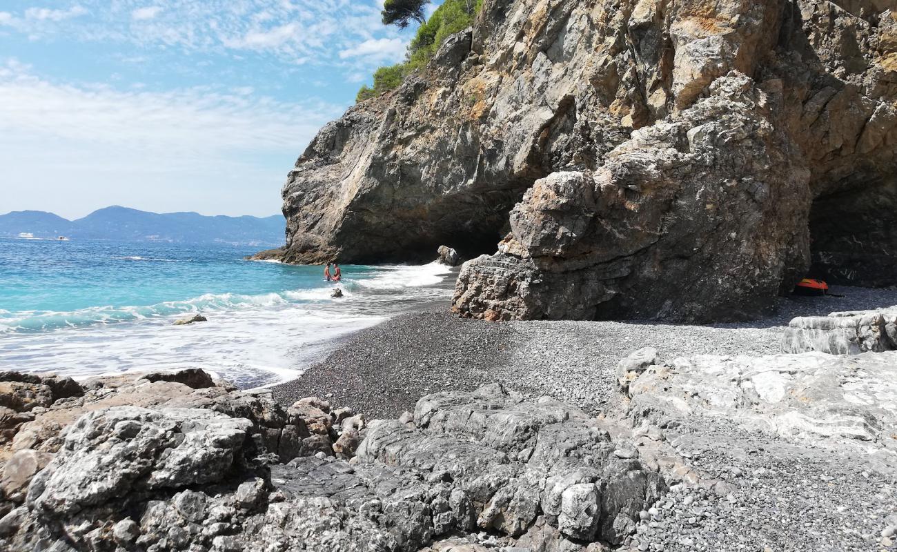 Фото Spiaggia della Zezziggiola с серая галька поверхностью