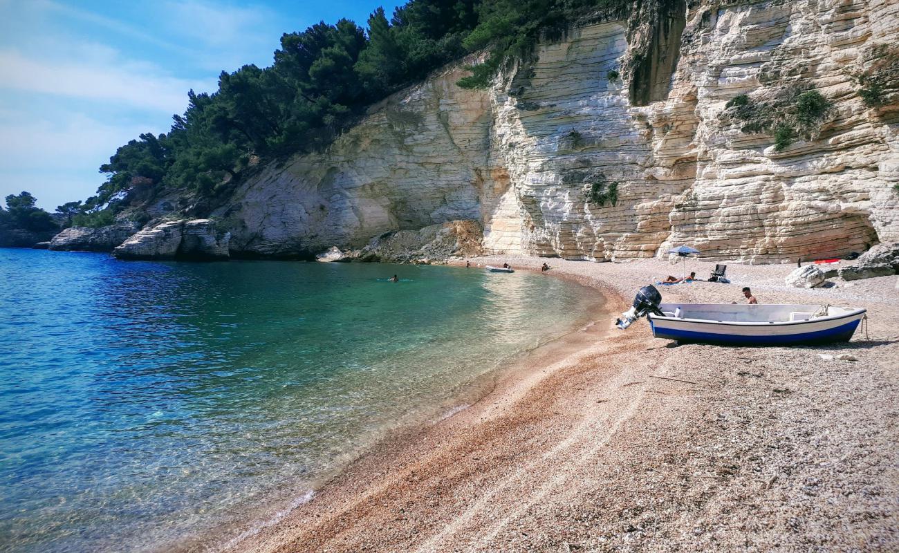 Фото Spiaggia di Portogreco с белая чистая галька поверхностью