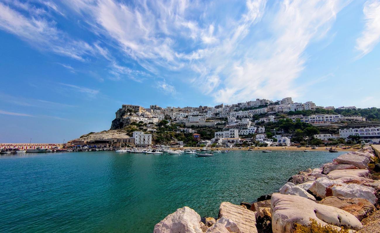 Фото Spiaggia di Peschici с темный чистый песок поверхностью