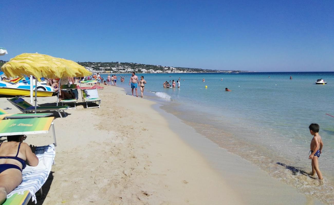 Фото Spiaggia di Pescoluse с золотистый песок поверхностью