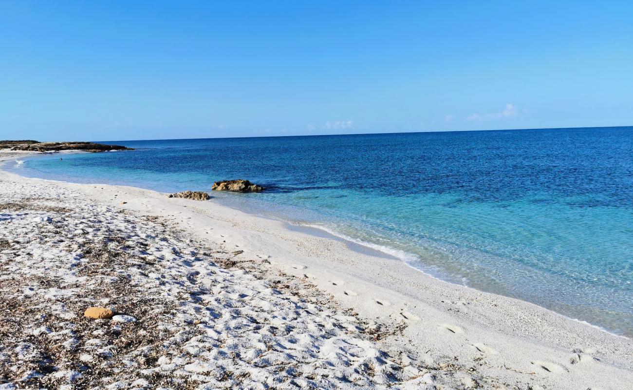 Фото Spiaggia di Su Crastu Biancu с белый песок поверхностью