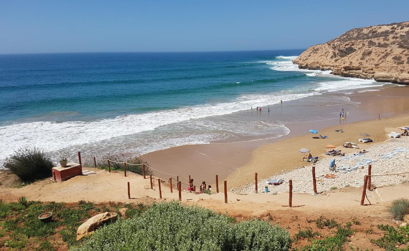 Фото Plage La Source с светлый песок поверхностью