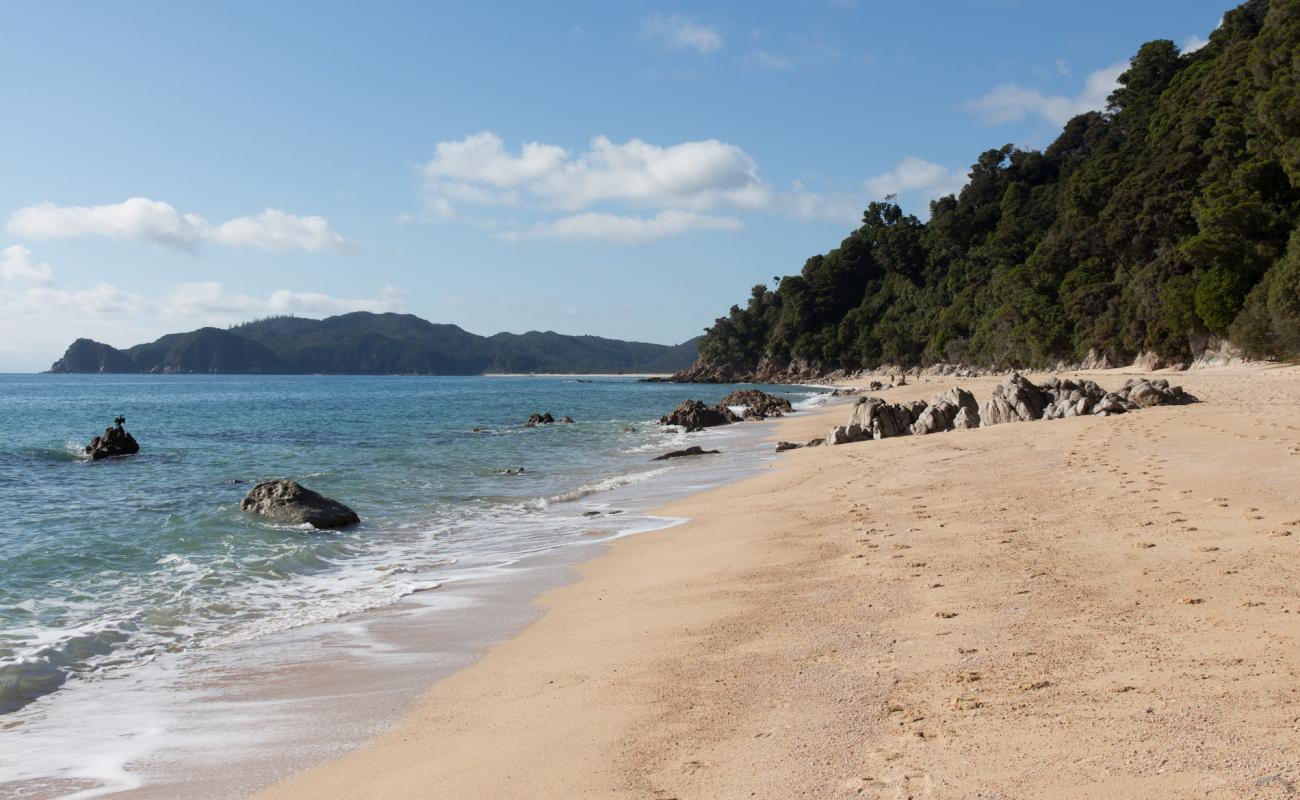 Фото Goat Bay Beach с золотистый песок поверхностью