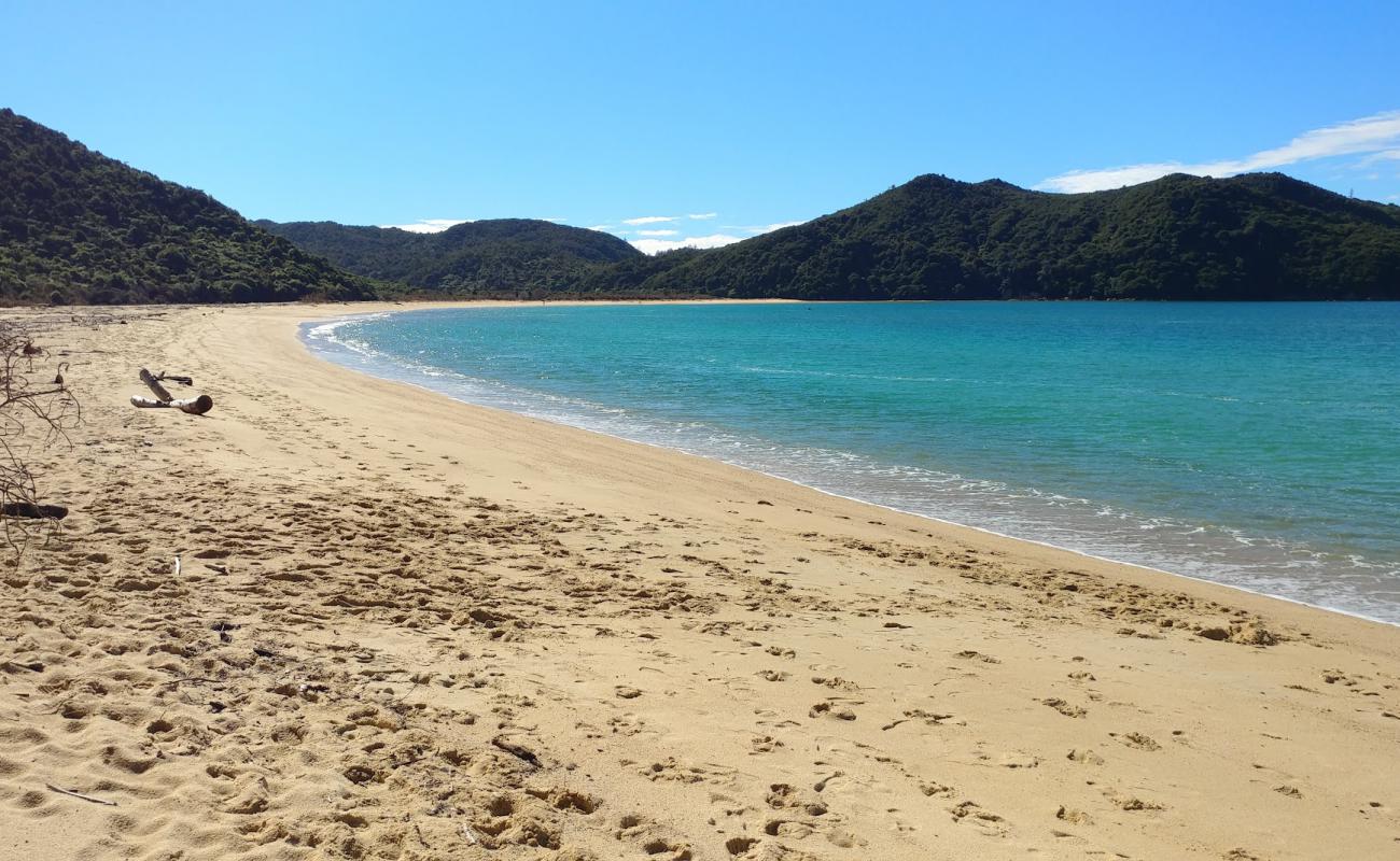 Фото Onetahuti Beach с золотистый песок поверхностью