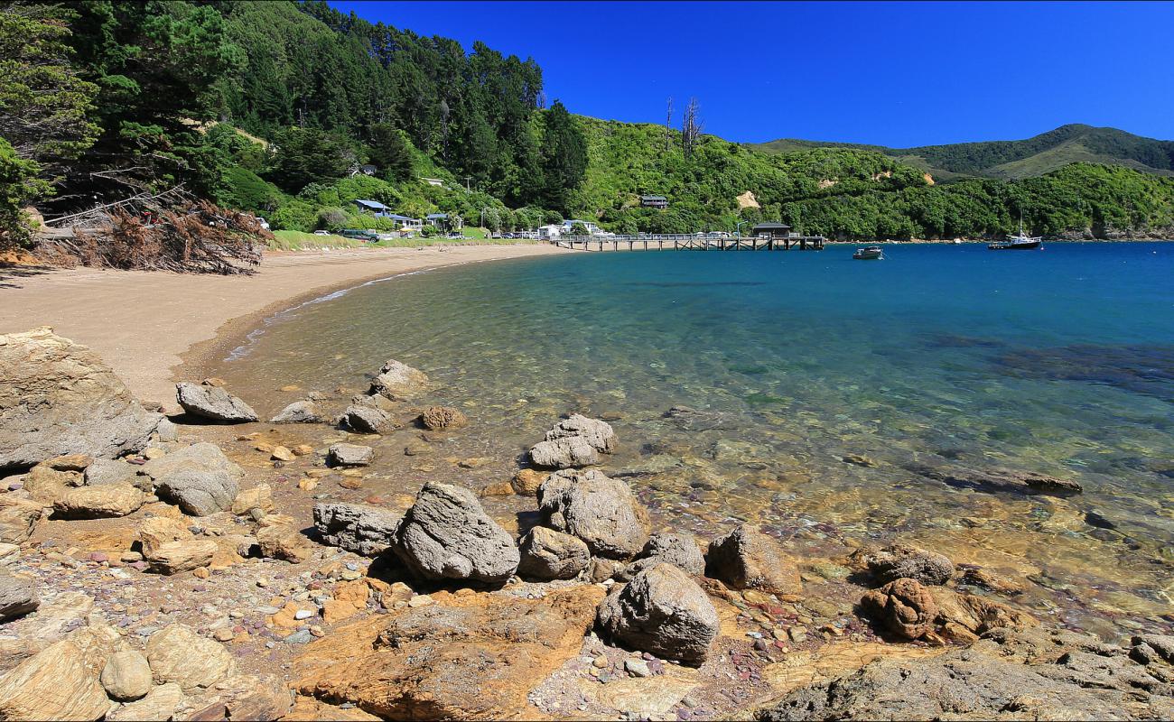 Фото French Pass Beach с песок с камнями поверхностью