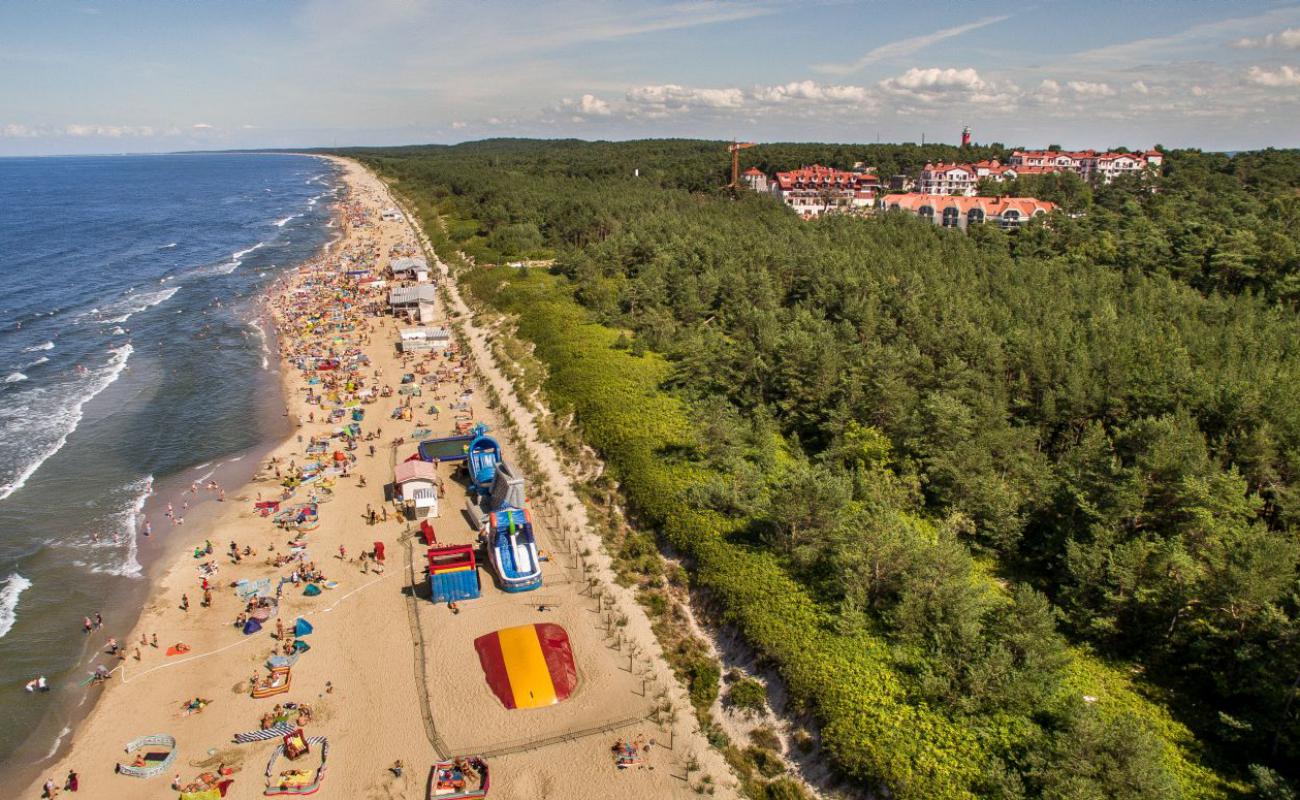 Фото Krynica Morska beach с светлый песок поверхностью