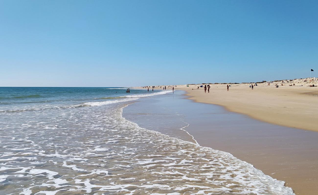 Фото Praia do Barril с белый чистый песок поверхностью