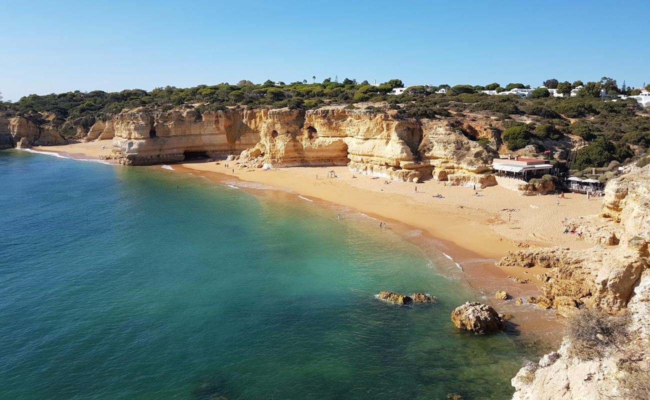 Фото Praia da Coelha с темный чистый песок поверхностью