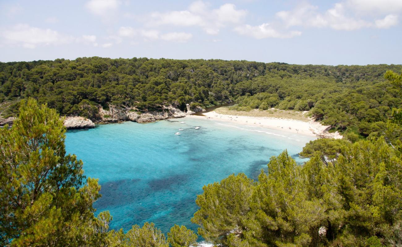 Фото Cala de Trebaluger с золотистый песок поверхностью