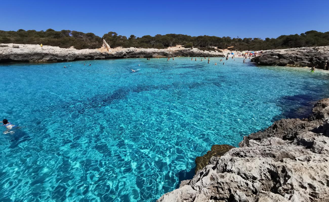 Фото Playa des Talaier с золотистый песок поверхностью