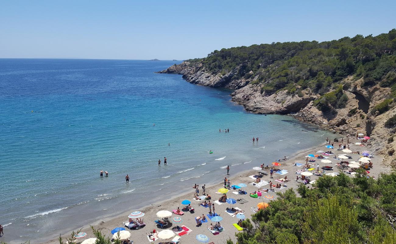 Фото Cala Boix с золотистый песок поверхностью