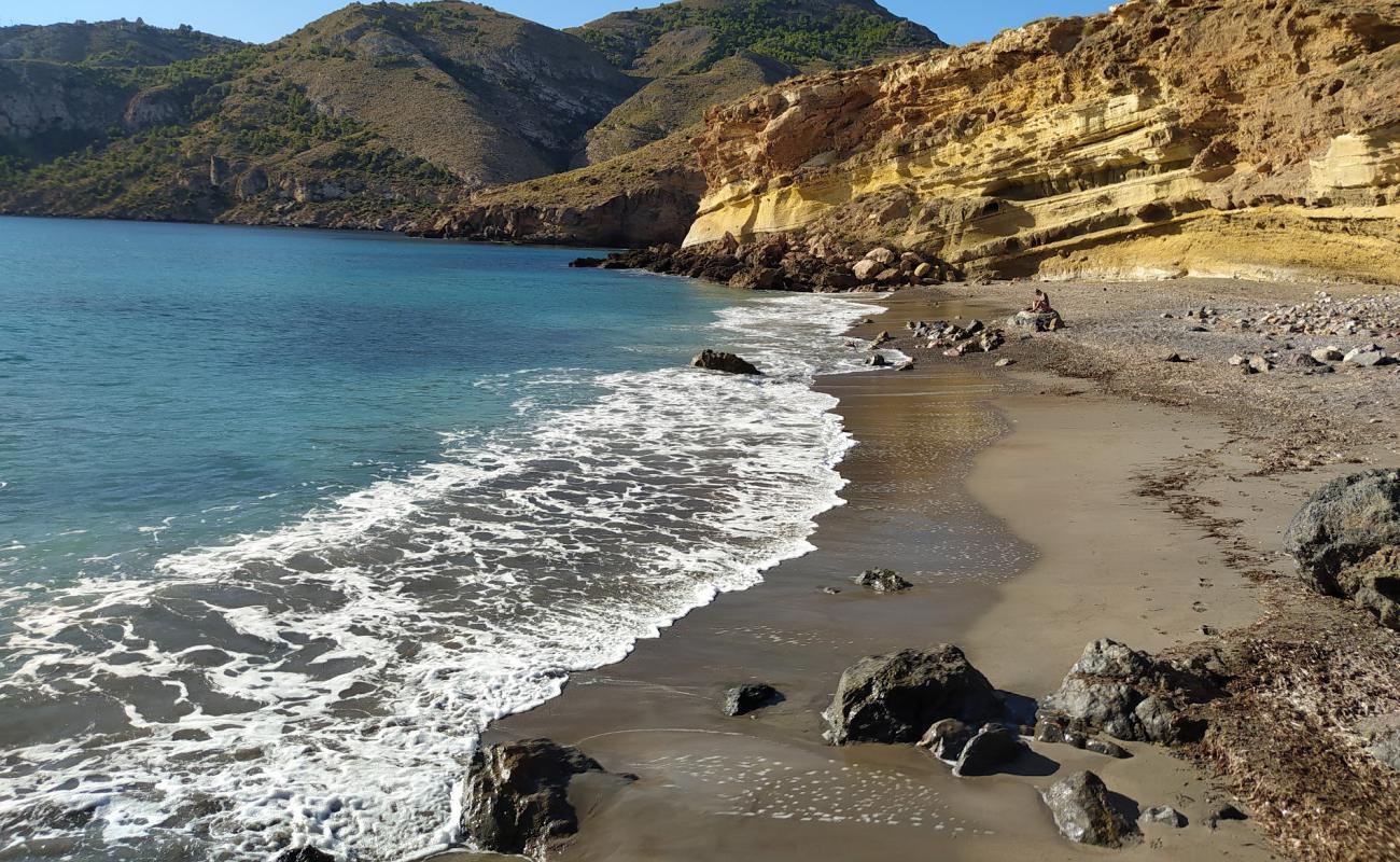 Фото Playa de la Avispa с песок с галькой поверхностью